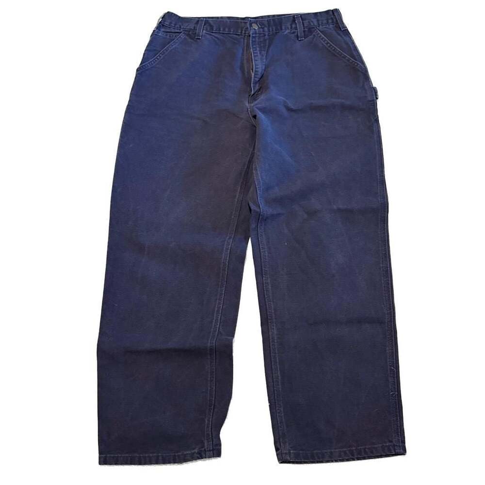 Vintage Carhartt B11 MDT Dungaree Fit Work Pants Navy Blue 38x30
